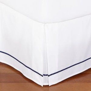 Pottery Barn Teen Organic Cotton Pop Dot Bedskirt- Queen - Royal Navy